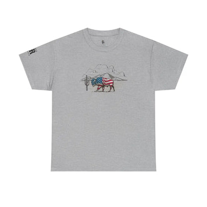 ’Bison Americana’ Double R Western’s™ - Basic T-Shirt - Sport Grey / S - T-Shirt