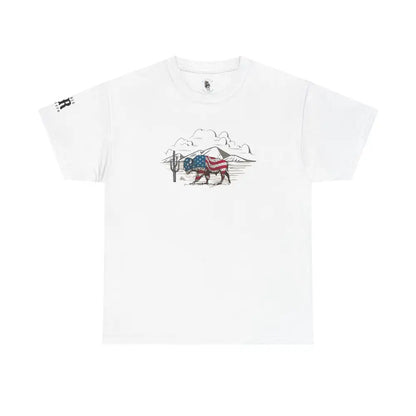 ’Bison Americana’ Double R Western’s™ - Basic T-Shirt - White / S - T-Shirt