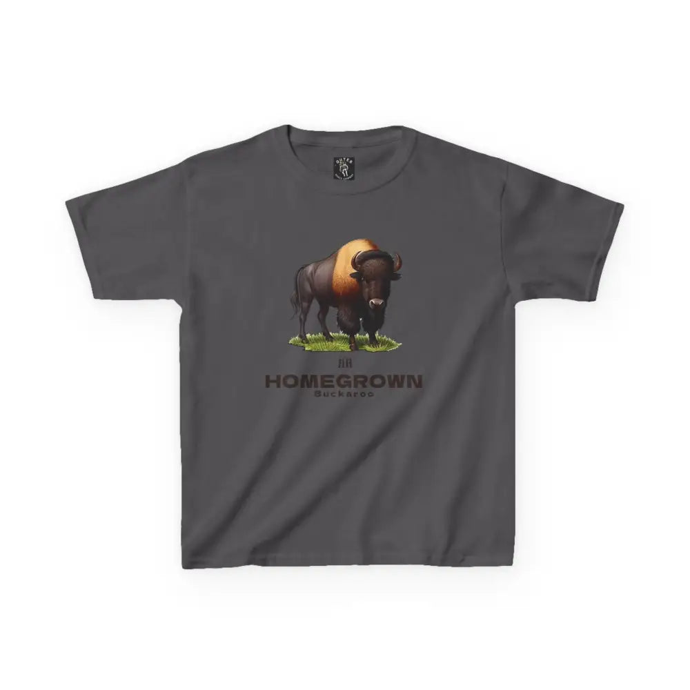 Bison Spirit Youth Tee - Double R Western™ - Kids Heavy Cotton™ Tee - Charcoal / XS - Kids clothes