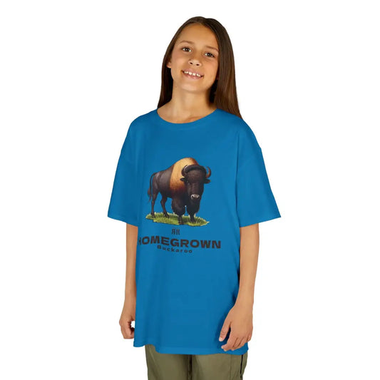 Bison Spirit Youth Tee - Double R Western™ - Kids Heavy Cotton™ Tee - Sapphire / XS - Kids clothes