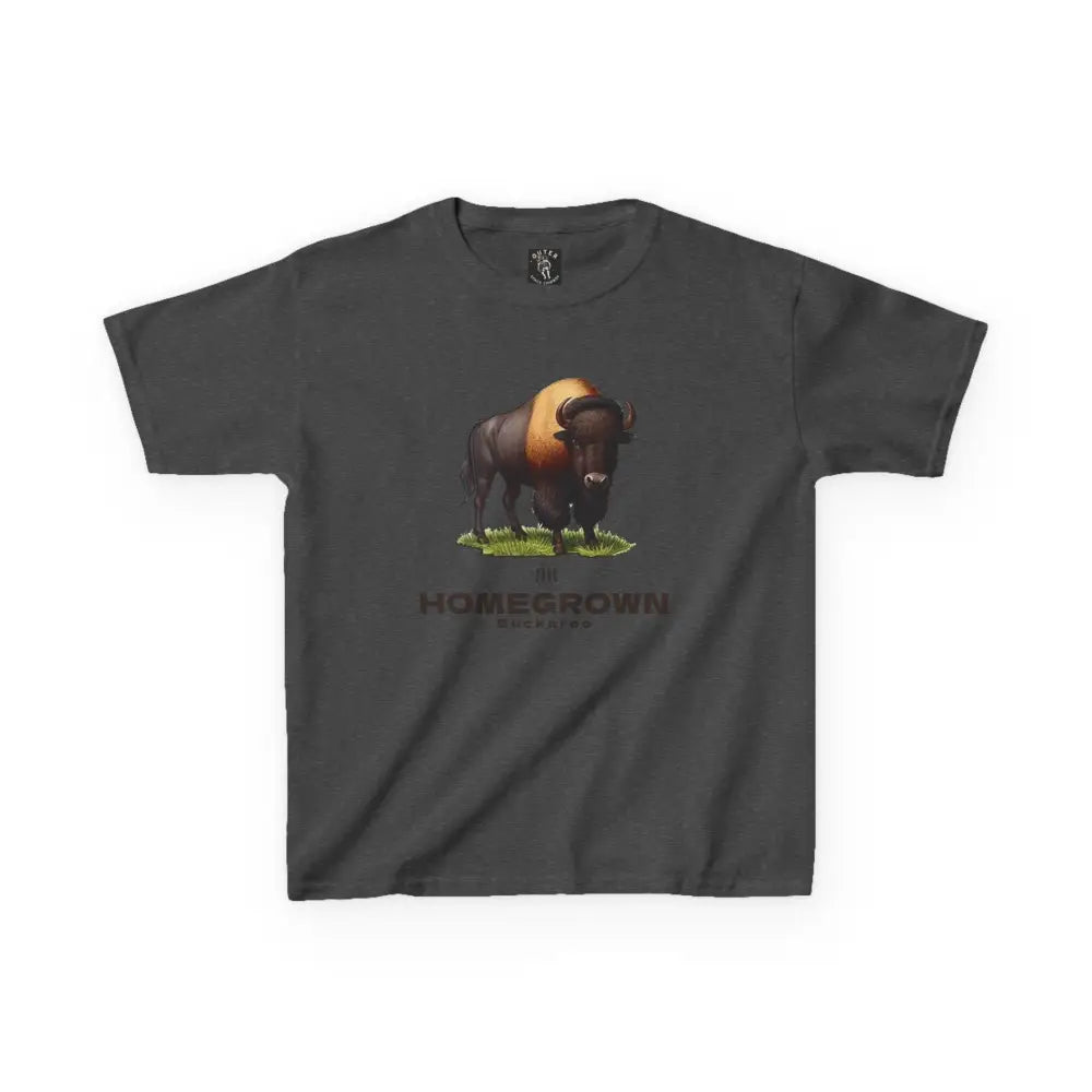 Bison Spirit Youth Tee - Double R Western™ - Kids Heavy Cotton™ Tee - Dark Heather / XS - Kids clothes