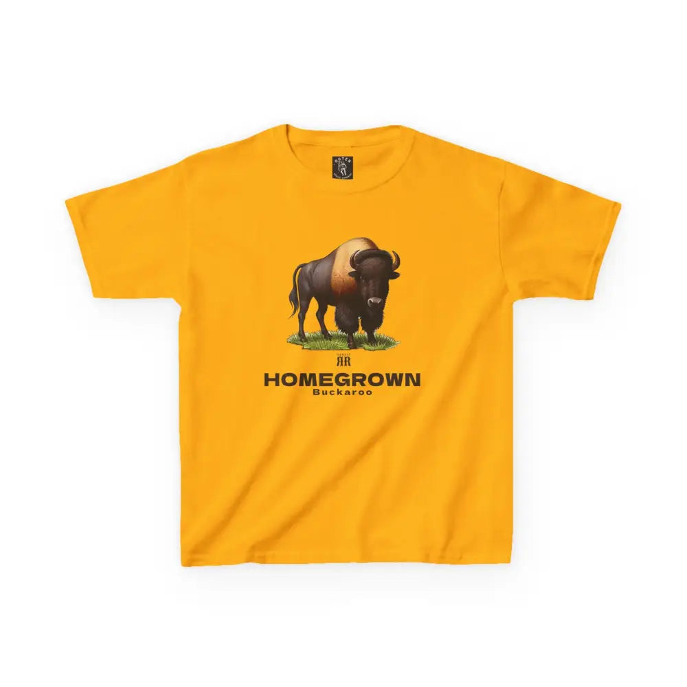 Bison Spirit Youth Tee - Double R Western™ - Kids Heavy Cotton™ Tee - Gold / XS - Kids clothes