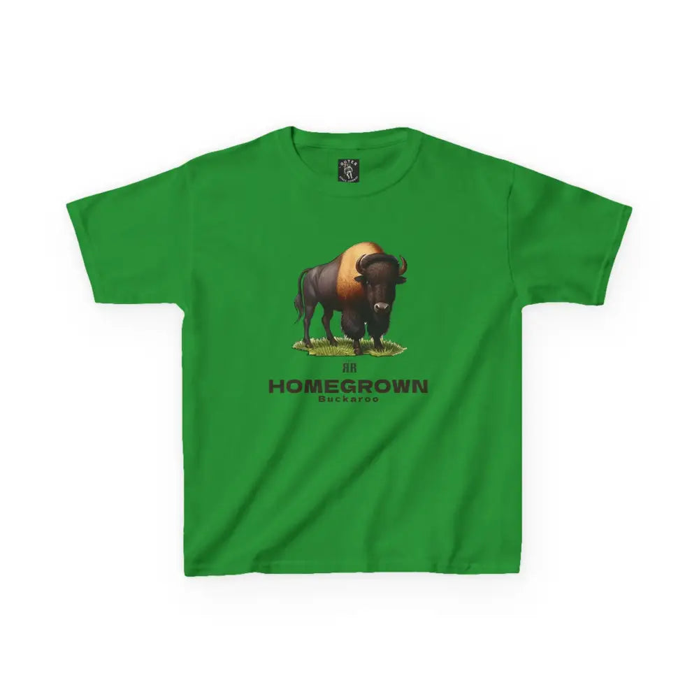 Bison Spirit Youth Tee - Double R Western™ - Kids Heavy Cotton™ Tee - Irish Green / XS - Kids clothes