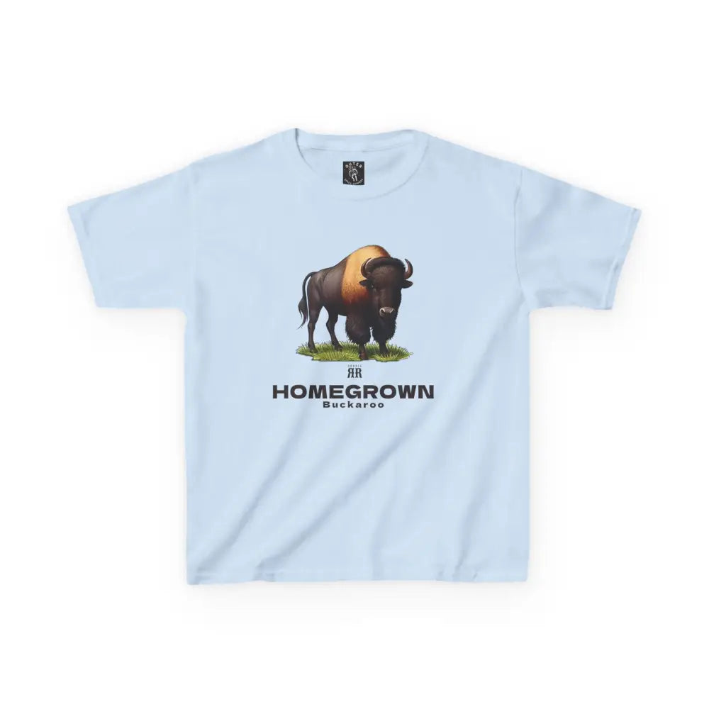 Bison Spirit Youth Tee - Double R Western™ - Kids Heavy Cotton™ Tee - Light Blue / XS - Kids clothes