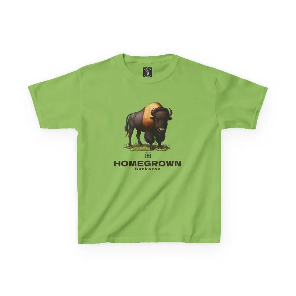 Bison Spirit Youth Tee - Double R Western™ - Kids Heavy Cotton™ Tee - Lime / XS - Kids clothes