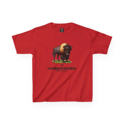 Bison Spirit Youth Tee - Double R Western™ - Kids Heavy Cotton™ Tee - Red / XS - Kids clothes