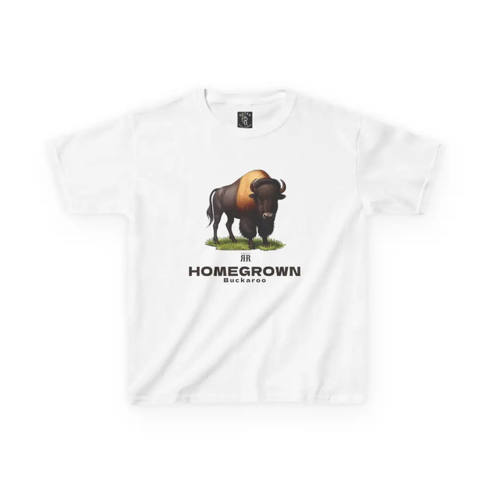 Bison Spirit Youth Tee - Double R Western™ - Kids Heavy Cotton™ Tee - White / XS - Kids clothes