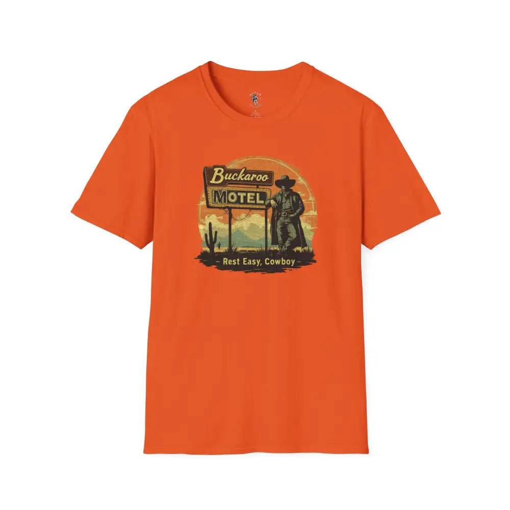 ’Buckaroo Motel’ - Double R Western’s™ - Softstyle T-Shirt - S / Orange - T-Shirt