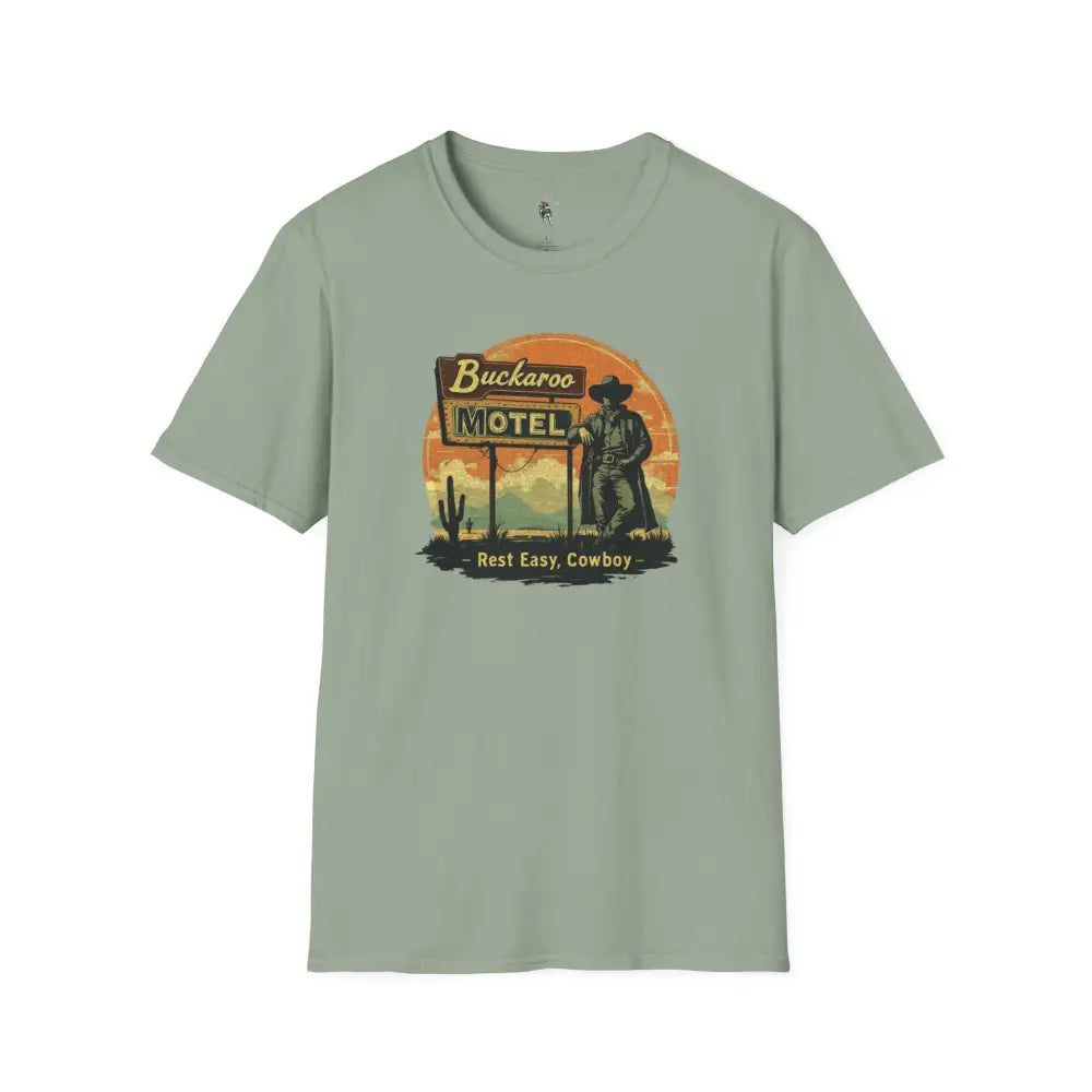 ’Buckaroo Motel’ - Double R Western’s™ - Softstyle T-Shirt - S / Sage - T-Shirt