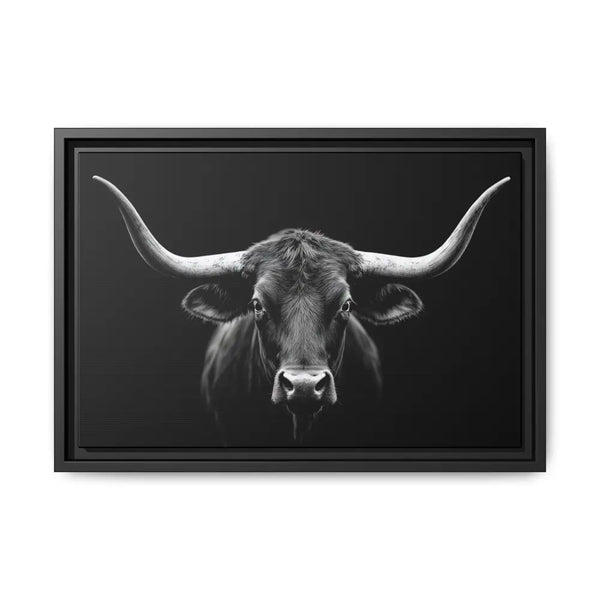 Bucking Bull Midnight Edition Framed Canvas Art Wrap Double R Western™ 18″ x 12″ (Horizontal) / Black / 1.25’’ Canvas