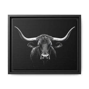 Bucking Bull Midnight Edition Framed Canvas Art Wrap Double R Western™ 14″ x 11″ (Horizontal) / Black / 1.25’’ Canvas