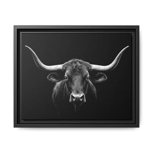 Bucking Bull Midnight Edition Framed Canvas Art Wrap Double R Western™ 14″ x 11″ (Horizontal) / Black / 1.25’’ Canvas