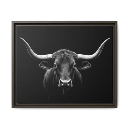 Bucking Bull Midnight Edition Framed Canvas Art Wrap Double R Western™ 20″ x 16″ (Horizontal) / Espresso / 1.25’’ Canvas