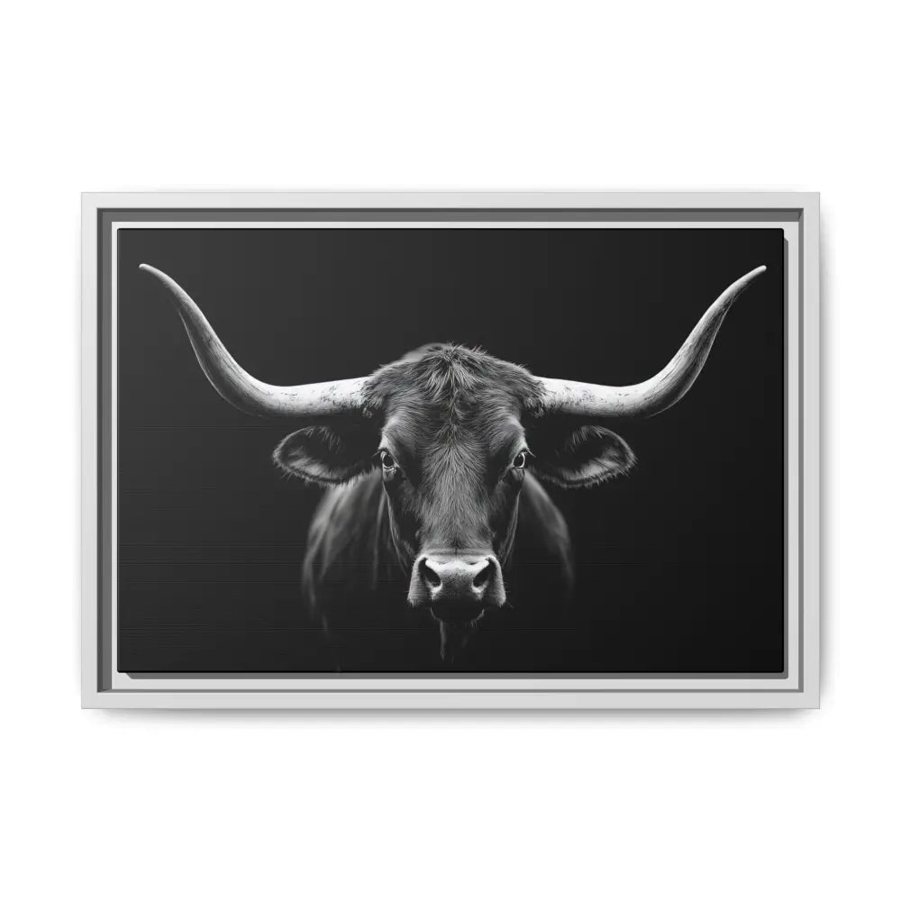 Bucking Bull Midnight Edition Framed Canvas Art Wrap Double R Western™ 18″ x 12″ (Horizontal) / White / 1.25’’ Canvas