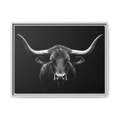 Bucking Bull Midnight Edition Framed Canvas Art Wrap Double R Western™ 24″ x 18″ (Horizontal) / White / 1.25’’ Canvas