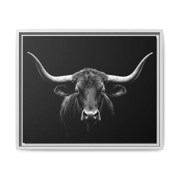 Bucking Bull Midnight Edition Framed Canvas Art Wrap Double R Western™ 20″ x 16″ (Horizontal) / White / 1.25’’ Canvas