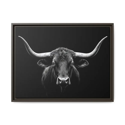 Bucking Bull Midnight Edition Framed Canvas Art Wrap Double R Western™ 24″ x 18″ (Horizontal) / Espresso / 1.25’’ Canvas