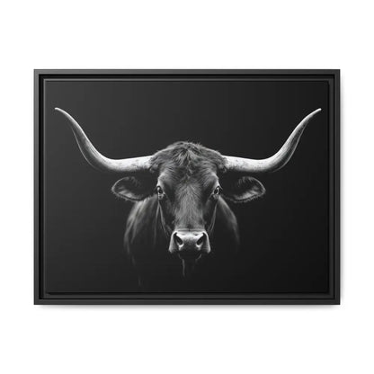 Bucking Bull Midnight Edition Framed Canvas Art Wrap Double R Western™ 24″ x 18″ (Horizontal) / Black / 1.25’’ Canvas