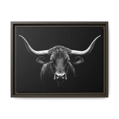 Bucking Bull Midnight Edition Framed Canvas Art Wrap Double R Western™ 16″ x 12″ (Horizontal) / Espresso / 1.25’’ Canvas