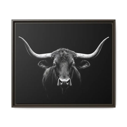 Bucking Bull Midnight Edition Framed Canvas Art Wrap Double R Western™ 24’’ x 20’’ (Horizontal) / Espresso / 1.25’’
