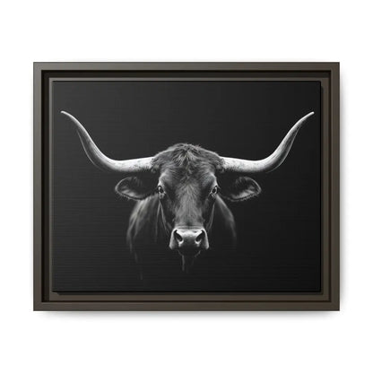 Bucking Bull Midnight Edition Framed Canvas Art Wrap Double R Western™ 14″ x 11″ (Horizontal) / Espresso / 1.25’’ Canvas