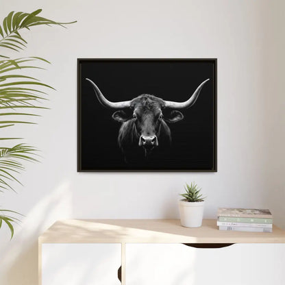 Bucking Bull Midnight Edition Framed Canvas Art Wrap Double R Western™ Canvas