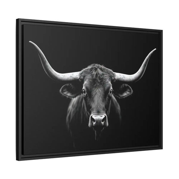 Bucking Bull Midnight Edition Framed Canvas Art Wrap Double R Western™ Canvas