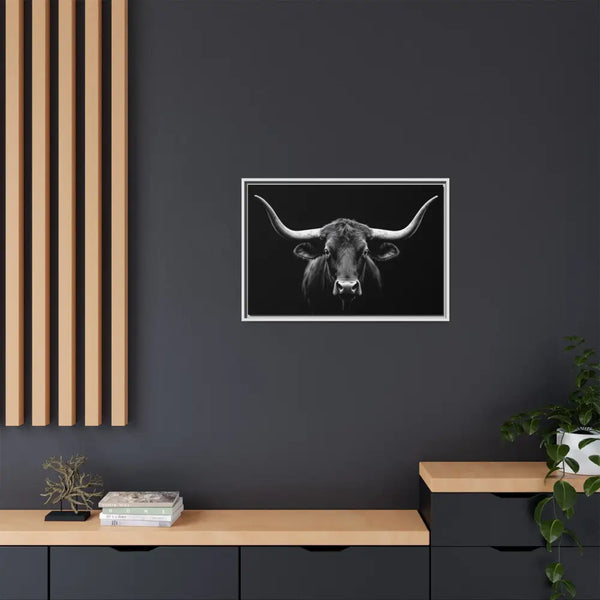 Bucking Bull Midnight Edition Framed Canvas Art Wrap Double R Western™ Canvas