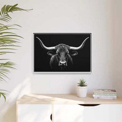 Bucking Bull Midnight Edition Framed Canvas Art Wrap Double R Western™ Canvas