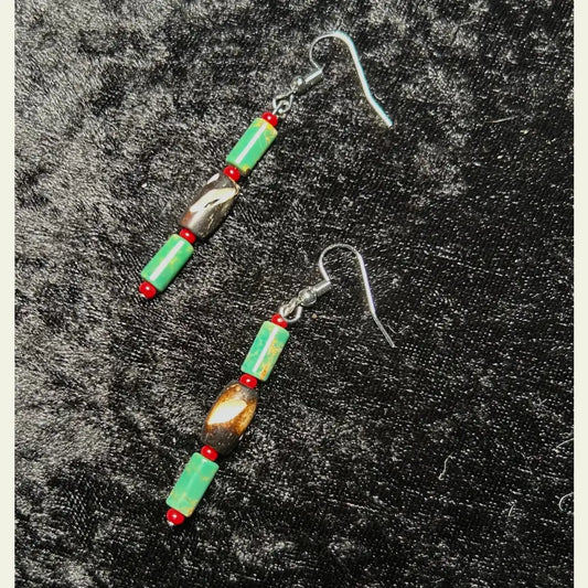 Buffalo Spirit Turquoise & Horn Dangle Earrings — 1 of 1 by Amie Loiselle
