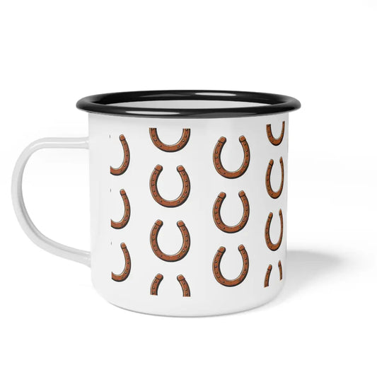 Classic Horseshoe Enamel Camp Mug - Perfect for Camping & Outdoor Adventures - 12oz / Black Rim - Mug