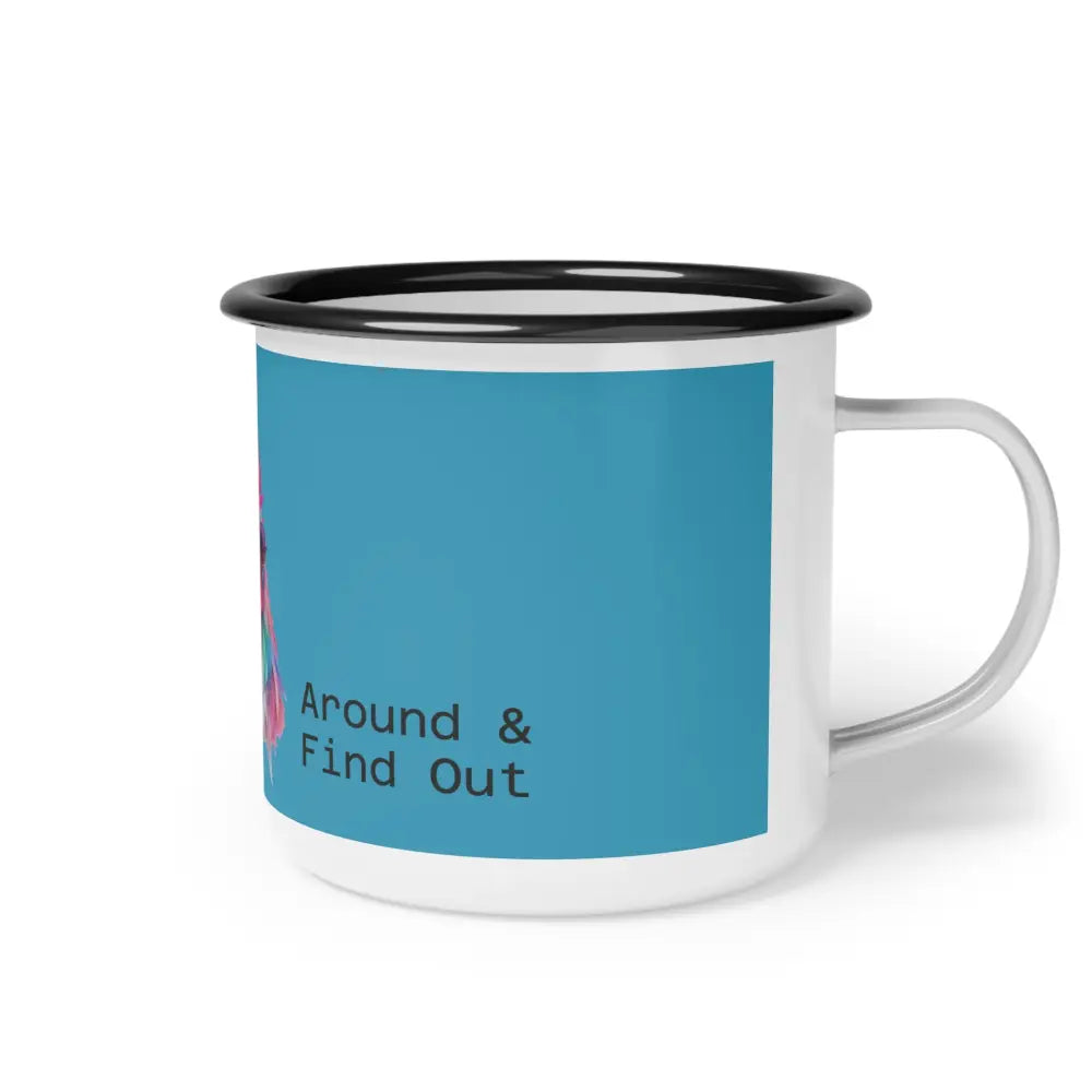 Cluck Around - Enamel Camp Mug – Double R Western’s Hot Off The Trail - 12oz / Black Rim - Mug
