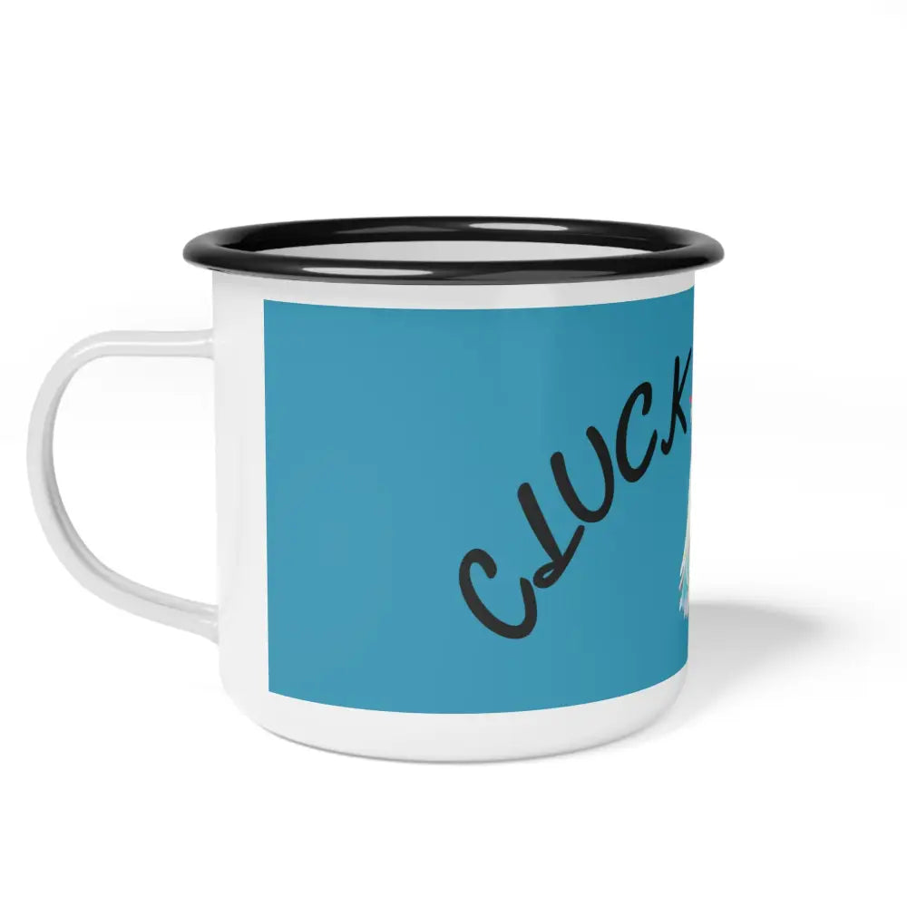 Cluck Around - Enamel Camp Mug – Double R Western’s Hot Off The Trail - 12oz / Black Rim - Mug