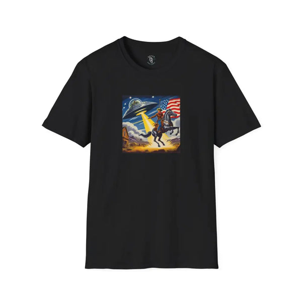 Cosmic Cowboy Adventure T Shirt – Gildan 6400 Softstyle | Double R Western™ Black / XS T Shirt