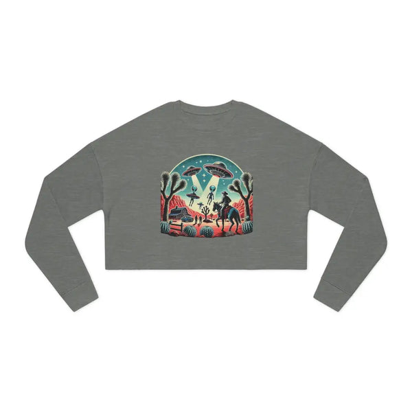 ’Cosmic Cowboy’ Double R Western’s Women’s Cropped Sweatshirt Deep Heather / S Sweatshirt