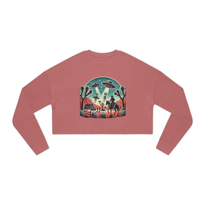 ’Cosmic Cowboy’ Double R Western’s Women’s Cropped Sweatshirt Mauve / S Sweatshirt