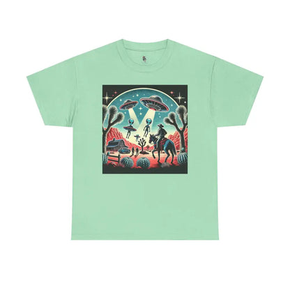 ’Cosmic Cowboys: Desert Showdown’ -Double R Western™ - Basic Heavy Cotton Tee - T-Shirt