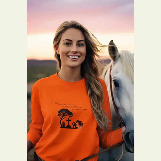 ’Courage at Dusk’ - Double R Western’s - Long Sleeve Woman’s T-Shirt - Long-sleeve