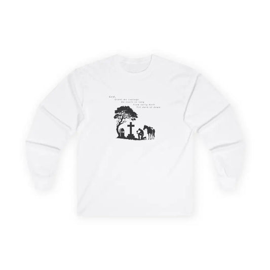 ’Courage at Dusk’ Double R Western’s Long Sleeve Woman’s T Shirt S / White Long sleeve