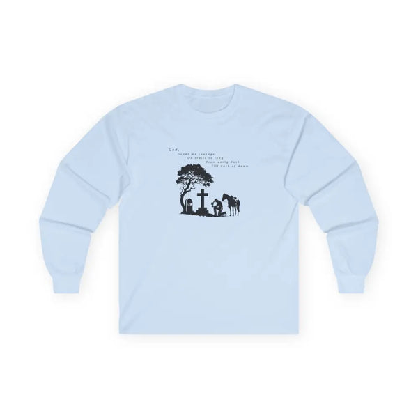 ’Courage at Dusk’ Double R Western’s Long Sleeve Woman’s T Shirt S / Light Blue Long sleeve