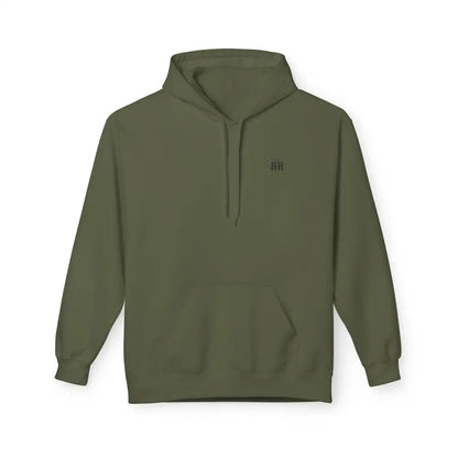 ’Double R Home Grown Strong’ Men’ Hooded Sweatshirt Back Graphic Design S / Military Green Hoodie