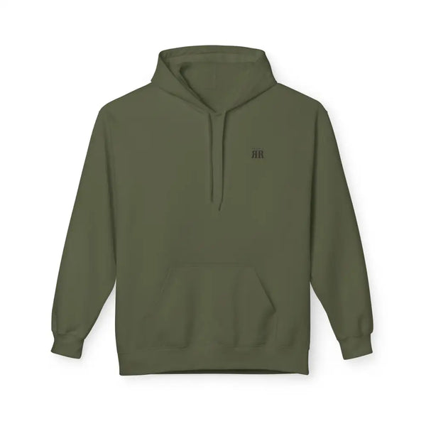 ’Double R Home Grown Strong’ Men’ Hooded Sweatshirt Back Graphic Design S / Military Green Hoodie