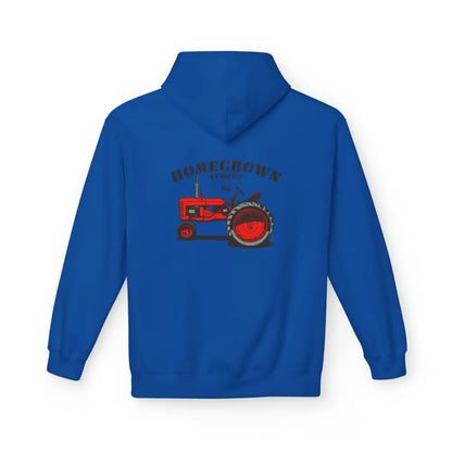 ’Double R Home-Grown Strong’ Women’s Hooded Sweatshirt - BACK GRAPHIC DESIGN - S / Royal - Hoodie
