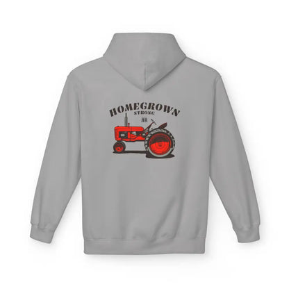 ’Double R Home-Grown Strong’ Women’s Hooded Sweatshirt - BACK GRAPHIC DESIGN - S / Cement - Hoodie
