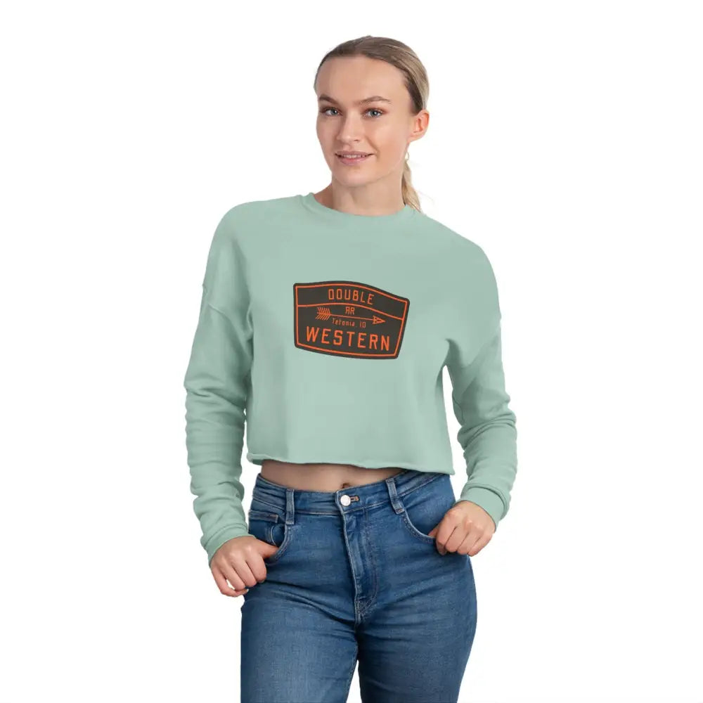 ’Double R Tetonia’ Double R Western’s Women’s Cropped Sweatshirt Dusty Blue / S Sweatshirt