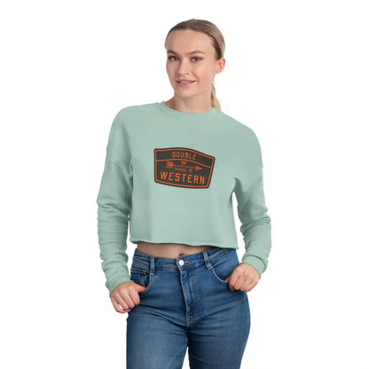 ’Double R Tetonia’ Double R Western’s Women’s Cropped Sweatshirt Dusty Blue / S Sweatshirt