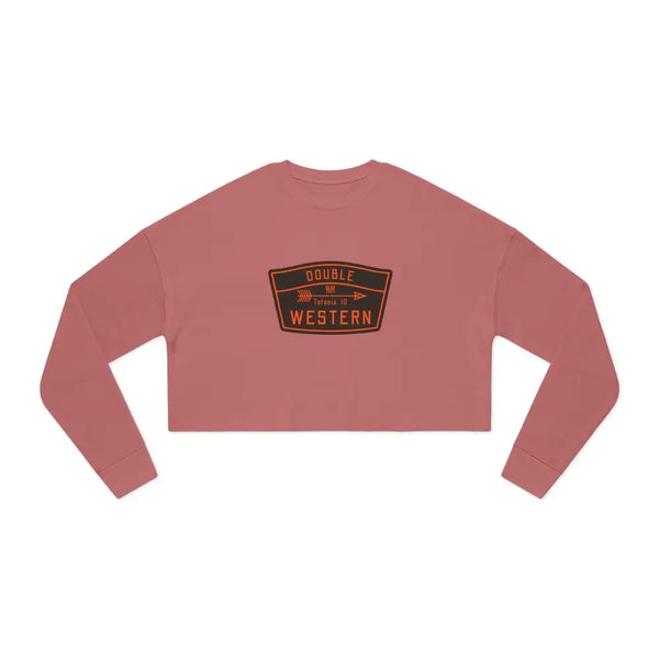 ’Double R Tetonia’ Double R Western’s Women’s Cropped Sweatshirt Mauve / S Sweatshirt