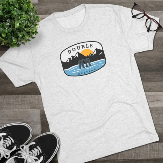 ’Double R Western ™ Adventure Tee’ - Tri-Blend Crew Tee - S / Tri-Blend Heather White - T-Shirt
