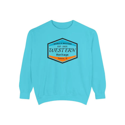 Double R Western™ Heritage Unisex Garment Dyed Sweatshirt – | Western Style Crewneck | Tetonia ID Sweatshirt