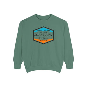 Double R Western™ Heritage Unisex Garment Dyed Sweatshirt – | Western Style Crewneck | Tetonia ID Light Green / S